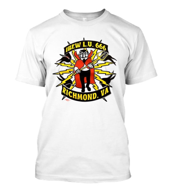 IBEW LU 666 Richmond VA Devil With Pitchfork And Lightning Bolts T-Shirt