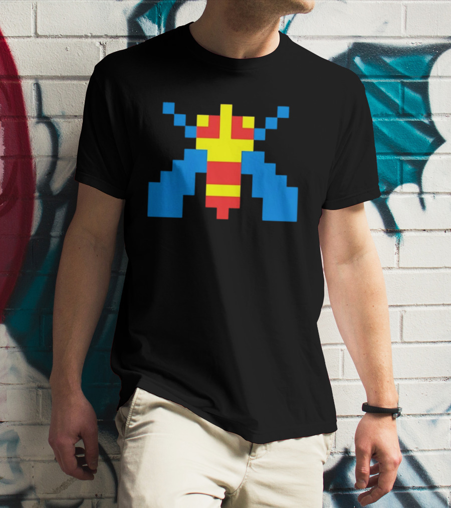 Galaga Alien Sprite Pixelated Retro Video Game T-Shirt