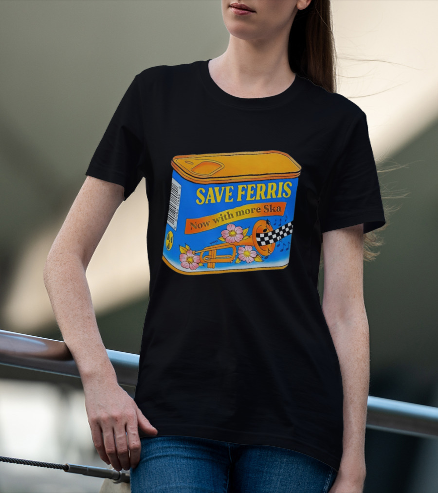 Save Ferris Now With More Ska Trombone Flowers Checkered Banner T-Shirt