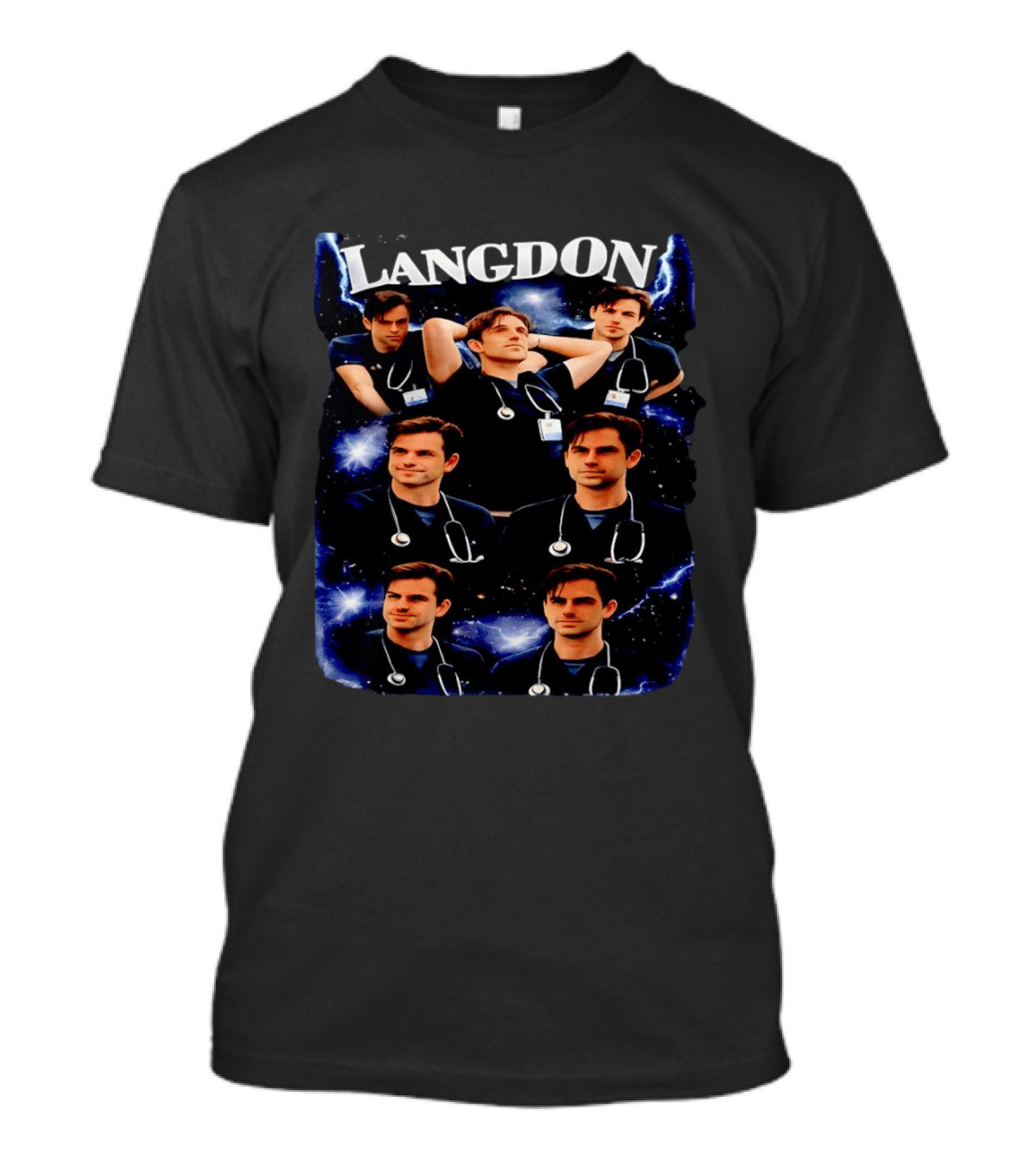 Langdon Medical Professional Blue Lightning Collage T-Shirt