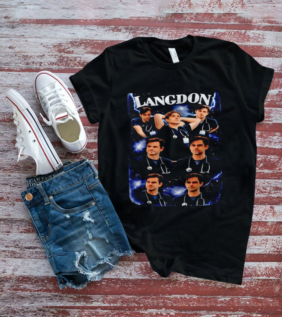 Langdon Medical Professional Blue Lightning Collage T-Shirt