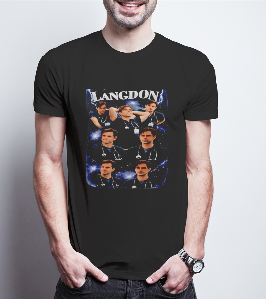 Langdon Medical Professional Blue Lightning Collage T-Shirt
