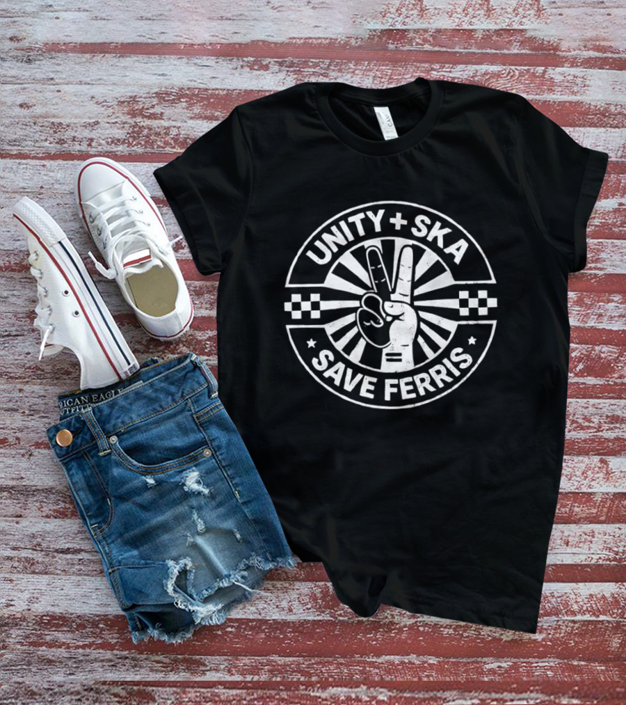 Unity Ska Save Ferris Peace Sign Checkerboard T-Shirt