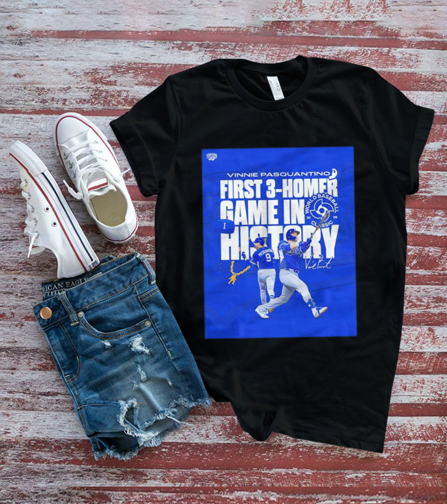 Vinnie Pasquantino First 3 Homer Game World Baseball Classic 2026 History T-Shirt