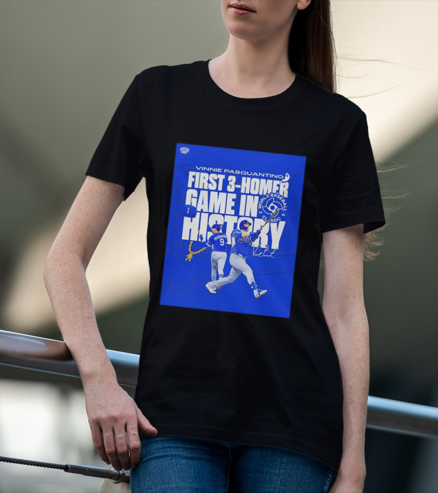 Vinnie Pasquantino First 3 Homer Game World Baseball Classic 2026 History T-Shirt
