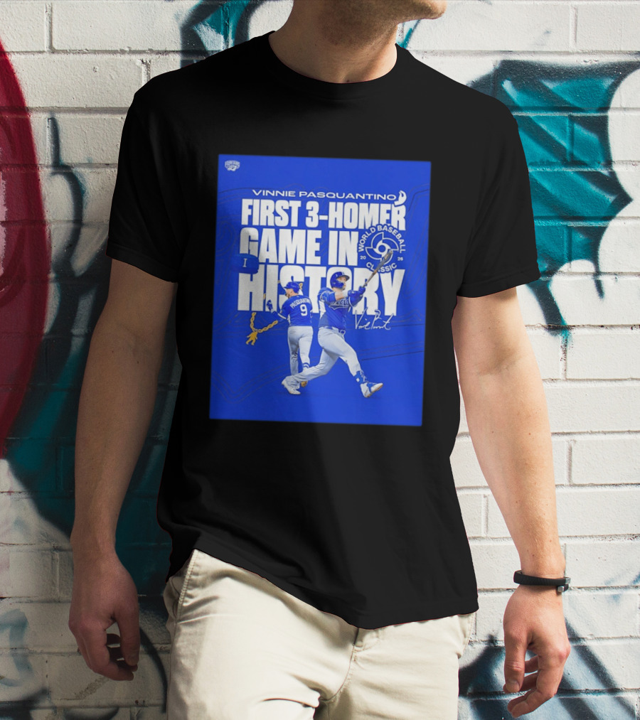 Vinnie Pasquantino First 3 Homer Game World Baseball Classic 2026 History T-Shirt