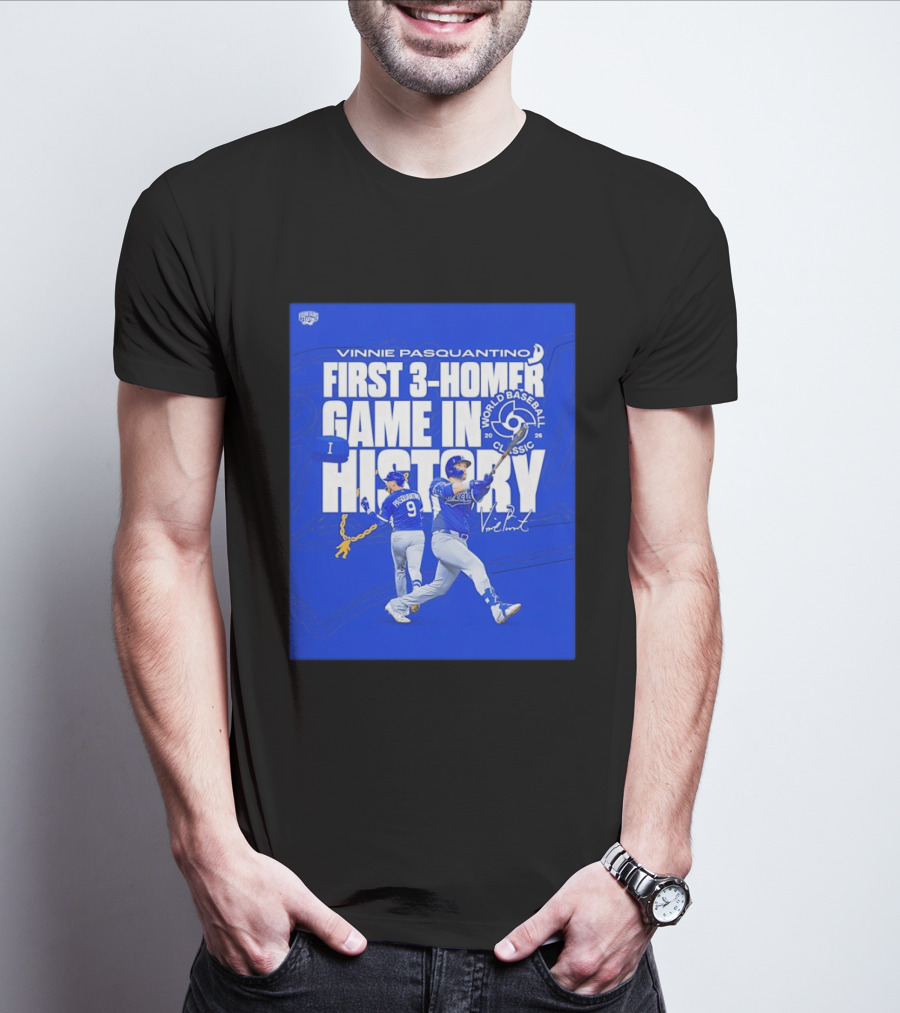 Vinnie Pasquantino First 3 Homer Game World Baseball Classic 2026 History T-Shirt