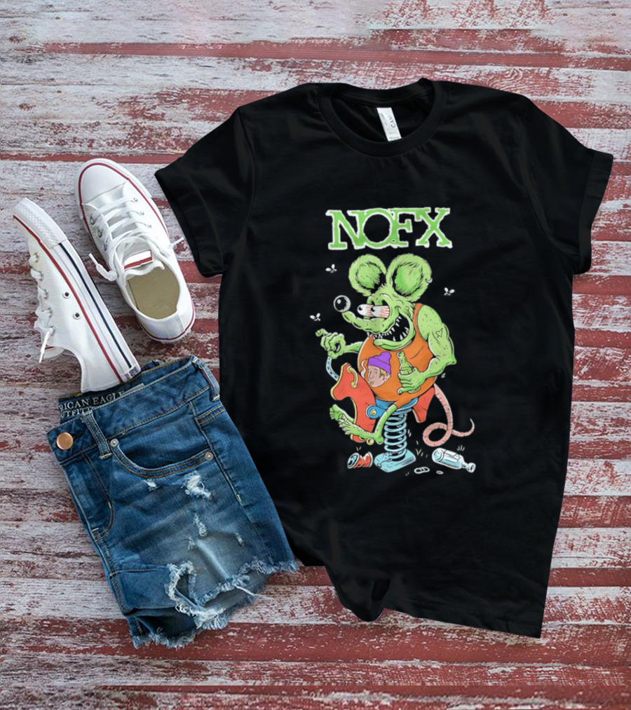 NOFX Wind Up Mouse Rat Fink Green Monster T-Shirt
