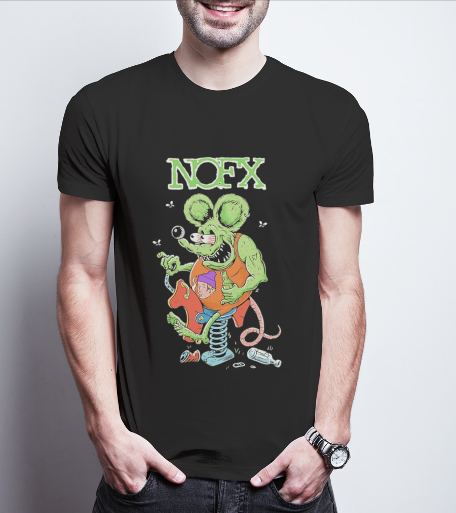 NOFX Wind Up Mouse Rat Fink Green Monster T-Shirt