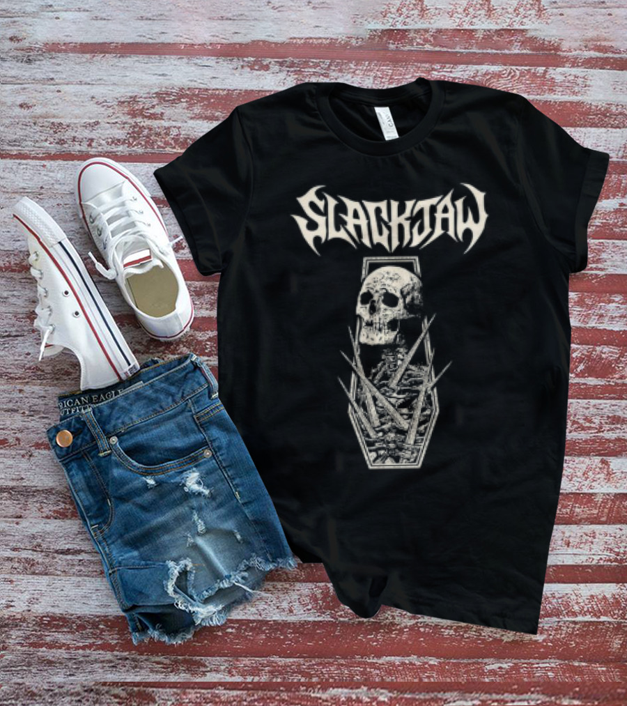 Slackjaw Skull And Coffin Design T-Shirt