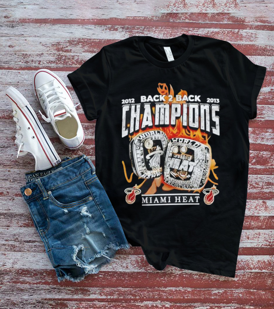 2012 2013 Back 2 Back Champions Miami Heat Rings T-Shirt