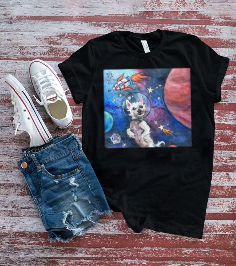 Bradford In Space Dog Astronaut Adventure With Rocket And Planets T-Shirt