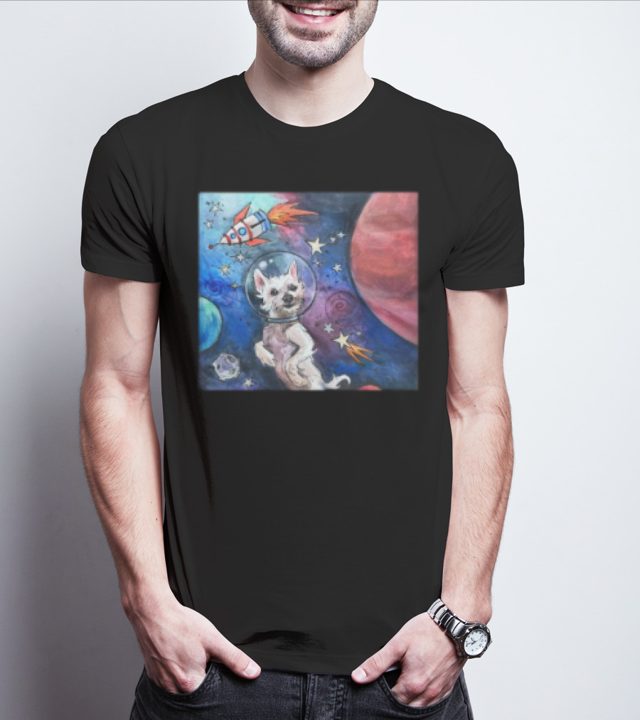 Bradford In Space Dog Astronaut Adventure With Rocket And Planets T-Shirt