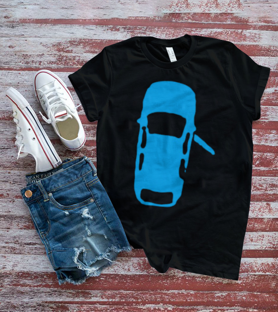 Door Ajar Blue Car Overhead Angle Vintage Style T-Shirt