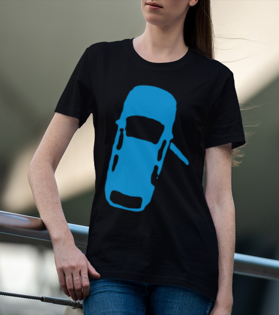 Door Ajar Blue Car Overhead Angle Vintage Style T-Shirt