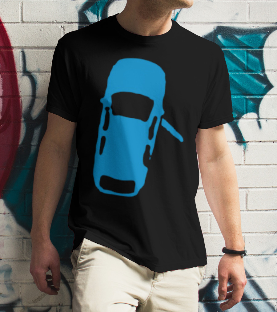 Door Ajar Blue Car Overhead Angle Vintage Style T-Shirt