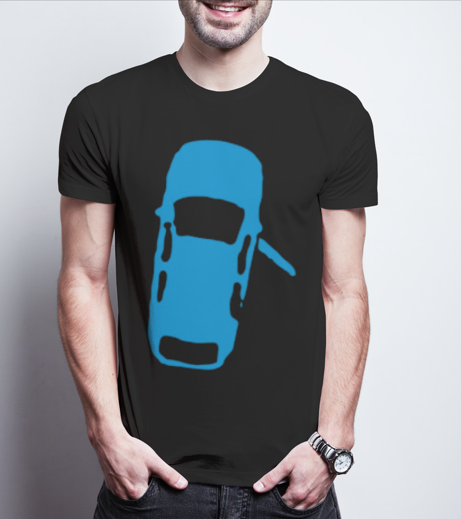 Door Ajar Blue Car Overhead Angle Vintage Style T-Shirt