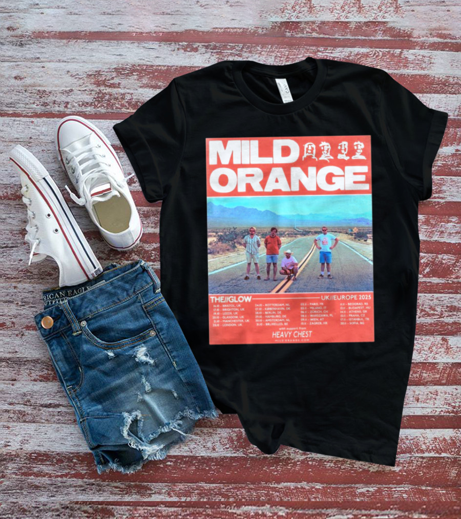 Mild Orange The Glow Tour UK Europe 2025 Dates Heavy Chest Support T-Shirt