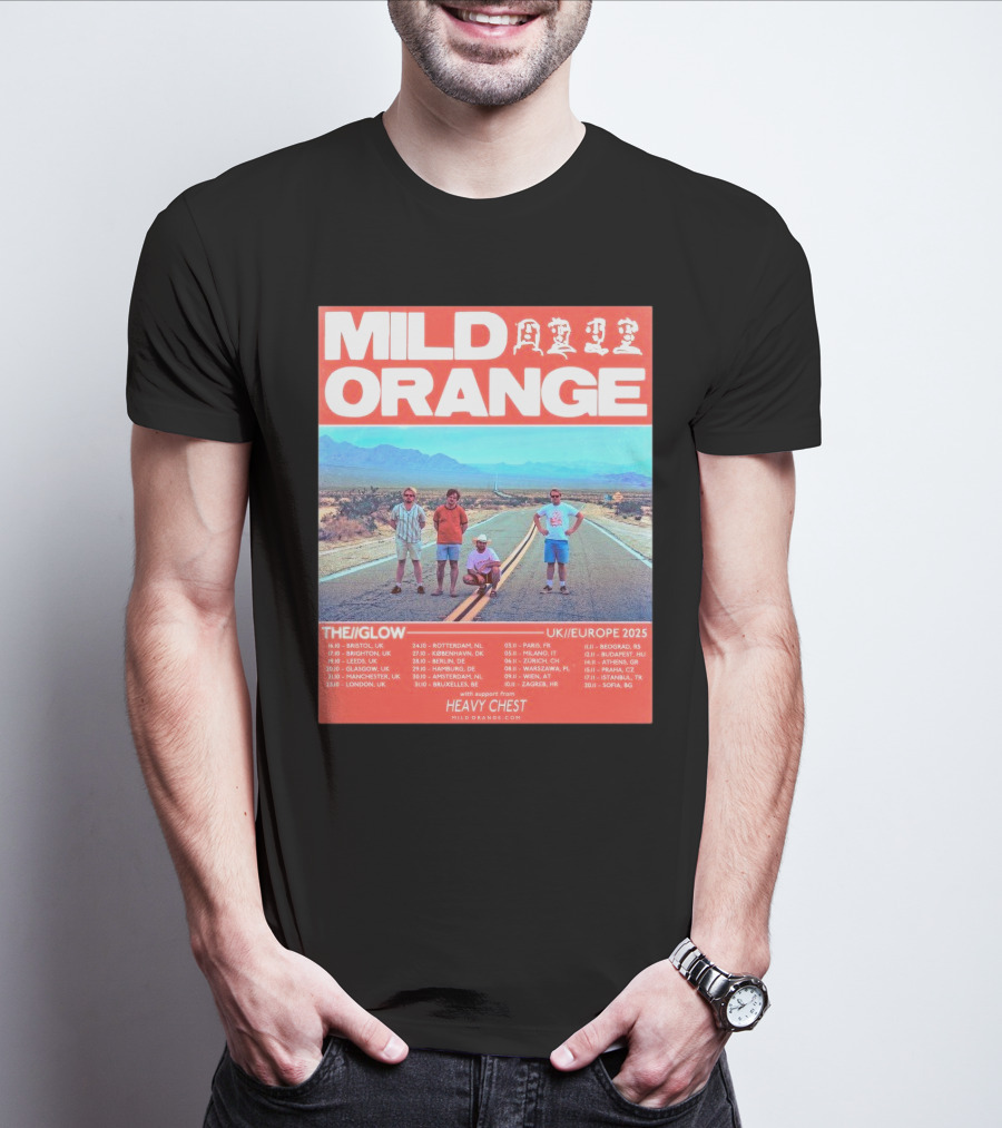 Mild Orange The Glow Tour UK Europe 2025 Dates Heavy Chest Support T-Shirt