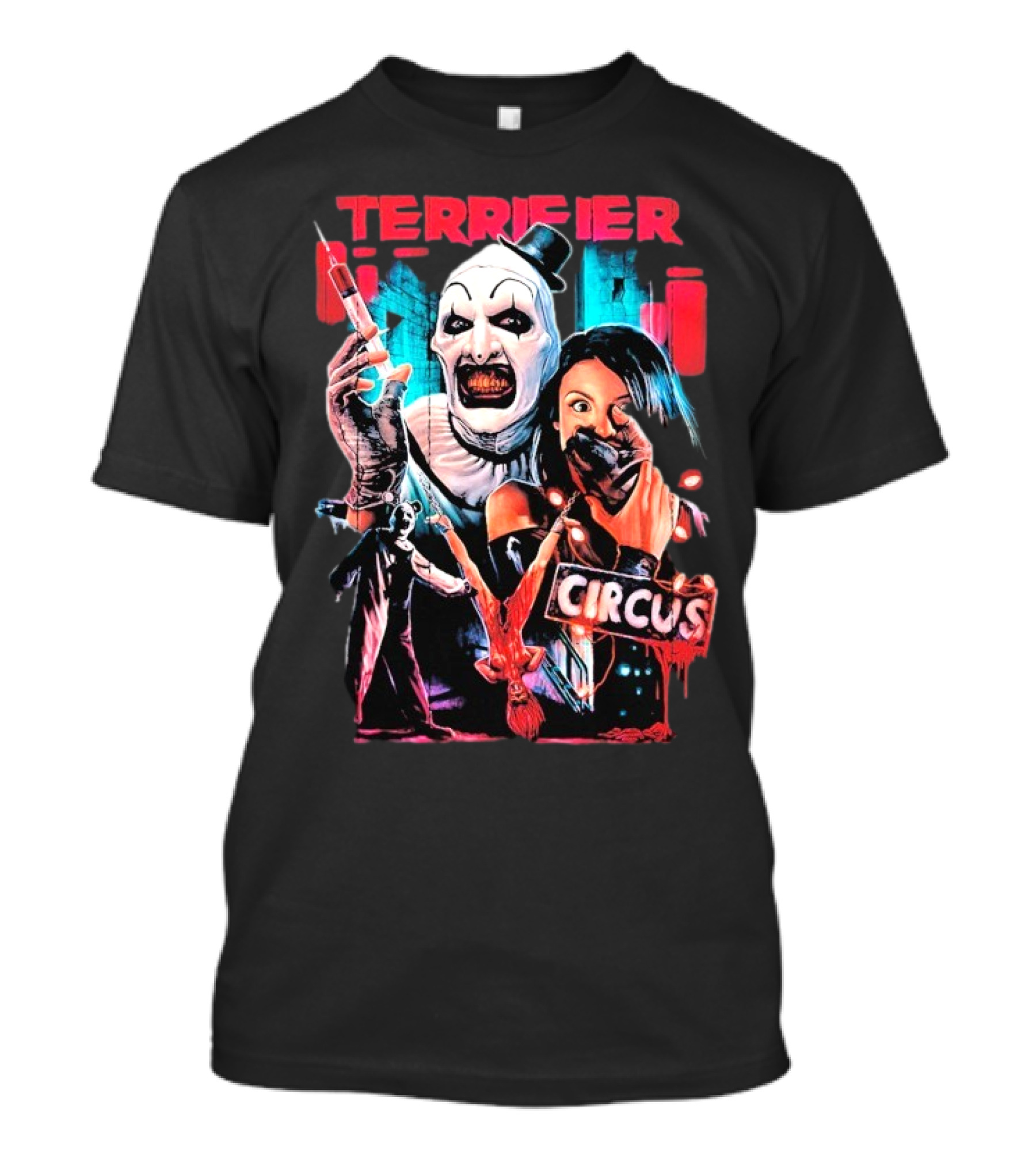 Terrifier Circus Horror Clown Costume And Horror Movie Imagery T-Shirt