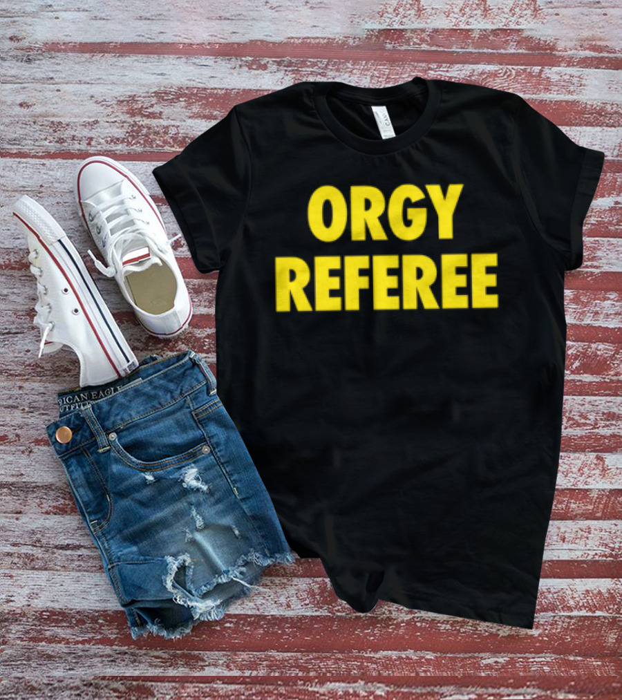 Orgy Referee Black Bold Yellow Text T-Shirt