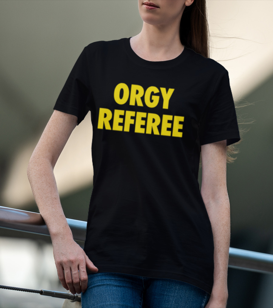 Orgy Referee Black Bold Yellow Text T-Shirt