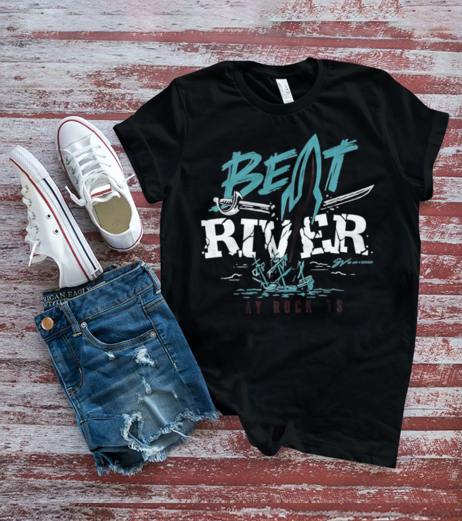 Beat River Bay Rockets Retro Rocket Logo Colorful Text T-Shirt