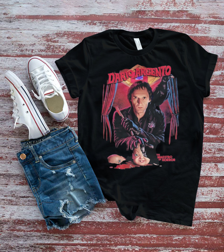 Dario Argento The Maestro Of Horror With Dark Raven And Creepy Doll Head T-Shirt