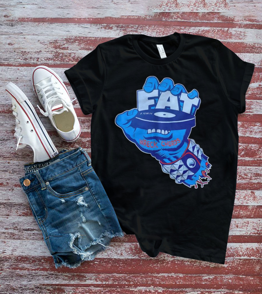 Fat Wreck Chords Blue Zombie Hand Record Design T-Shirt