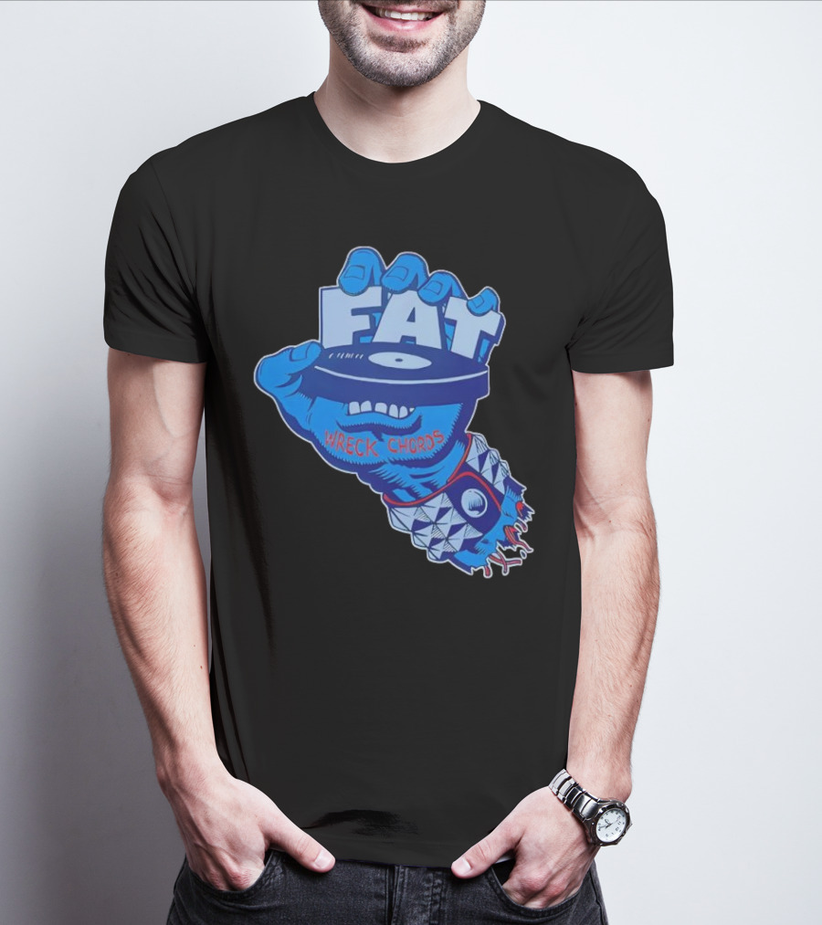 Fat Wreck Chords Blue Zombie Hand Record Design T-Shirt