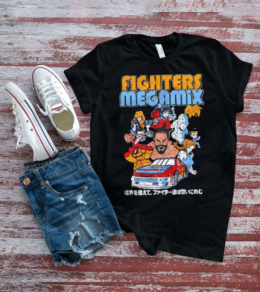 Fighters Megamix 1996 Video Game Classic Characters And Car Japan Edition T-Shirt