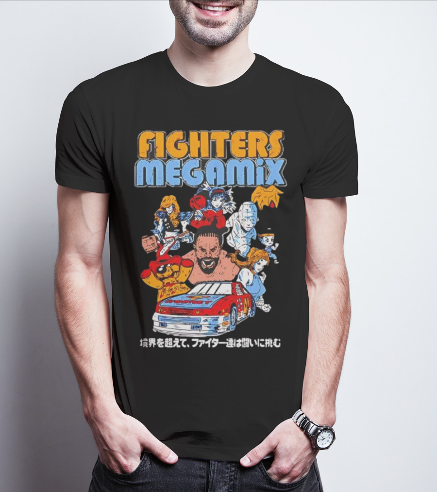 Fighters Megamix 1996 Video Game Classic Characters And Car Japan Edition T-Shirt