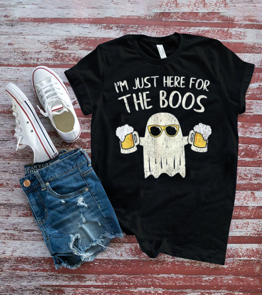I'm Just Here For The Boos Funny Ghost Sunglasses Beer S T-Shirt