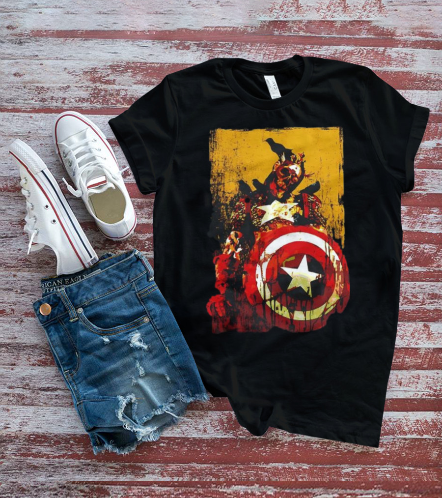 Marvel Zombies Captain America With Crows And Shield T-Shirt