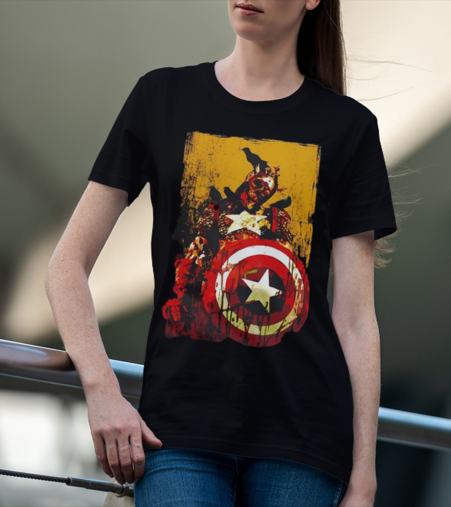 Marvel Zombies Captain America With Crows And Shield T-Shirt