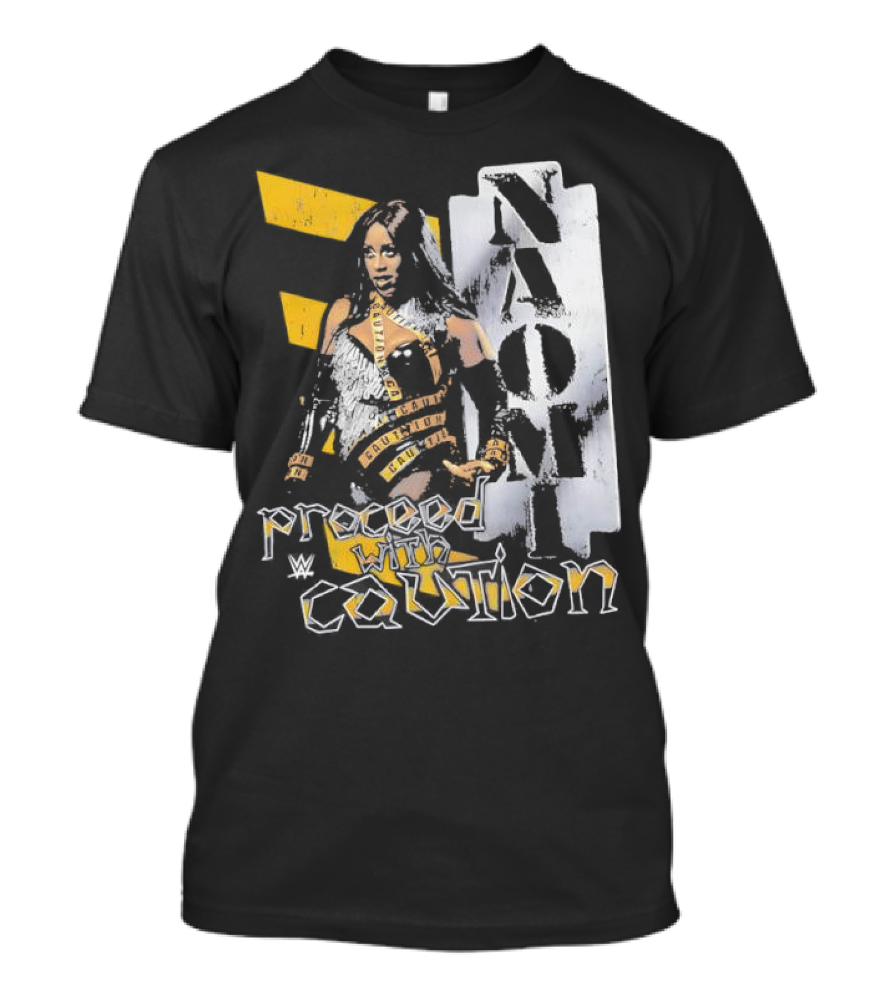 Naomi Proceed With Caution Bold Yellow And White T-Shirt