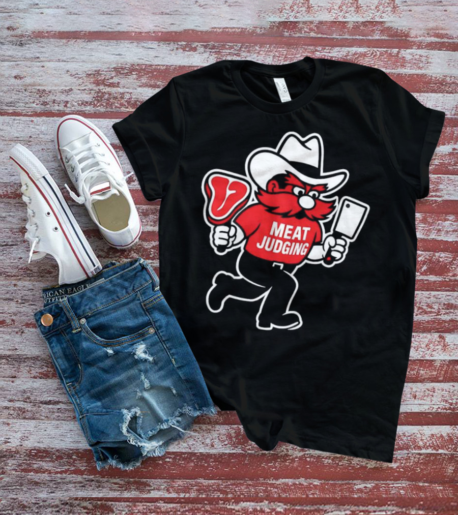 Raider Red Meat Judging Steak Cleaver Cowboy Hat T-Shirt