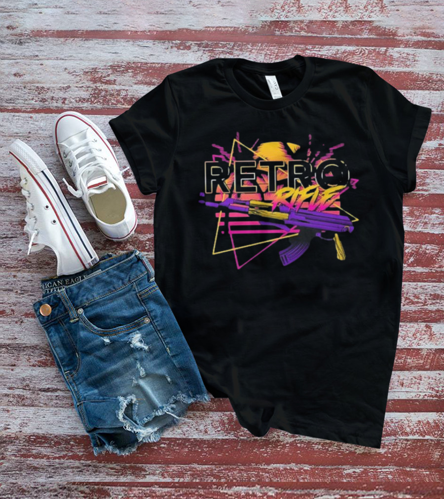 Retro Rifle Graffiti AK-47 Neon Aesthetic T-Shirt