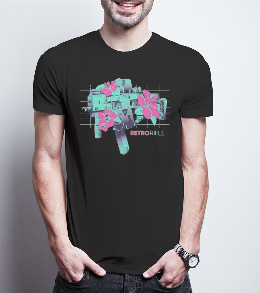 Retro Rifle Floral Fusion Blossoms T-Shirt