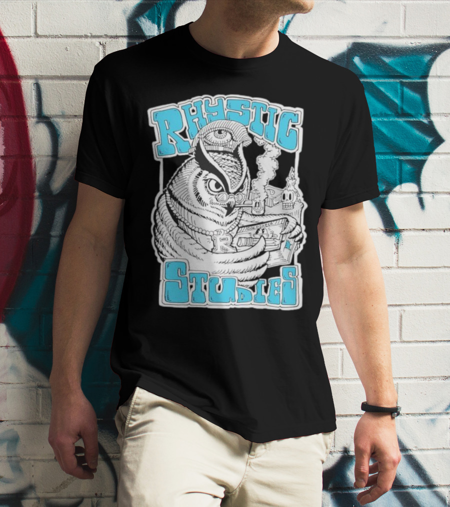 Rhystic Studies Owl Smoking Pipe Reading Book Goldsaber Collaboration T-Shirt