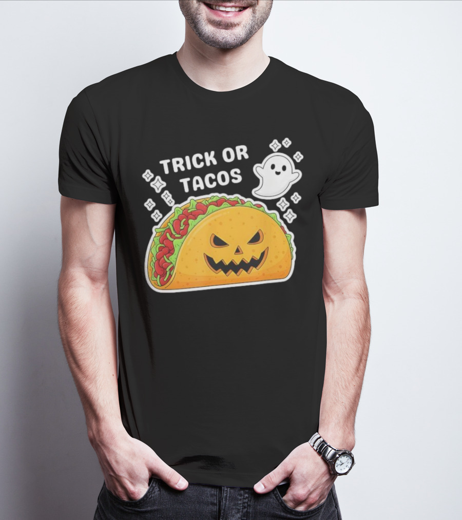 Trick Or Tacos Spooky Jack-o-lantern Halloween Mexican Food T-Shirt