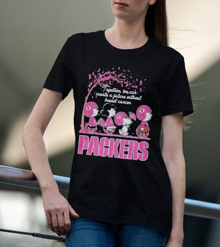 Together We Can Create A Future Without Breast Cancer Packers And Peanuts Collaboration T-Shirt