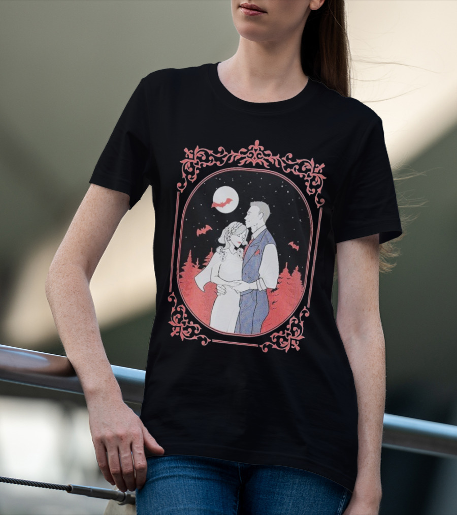 Ali Hazelwood’s Bride And Groom Halloween Romance Under Moonlight T-Shirt