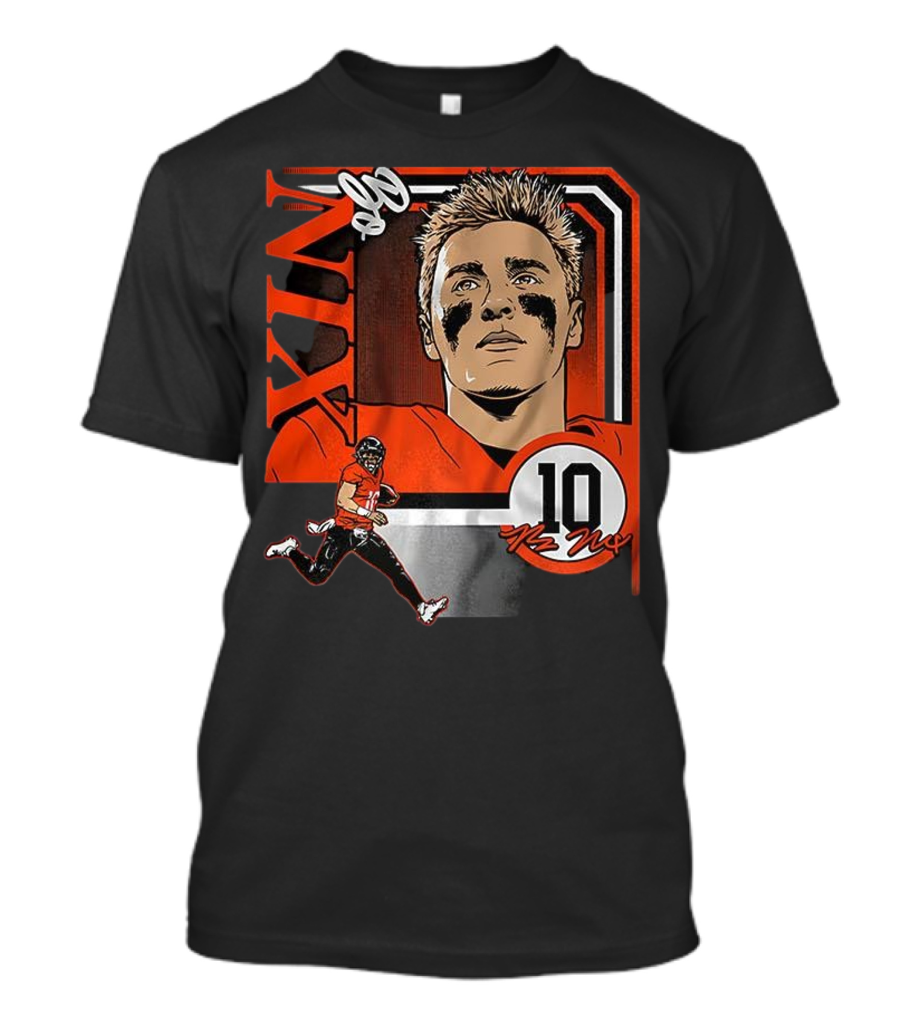 Bo Nix Number 10 Football Collage Frame Denver Broncos Elements T-Shirt