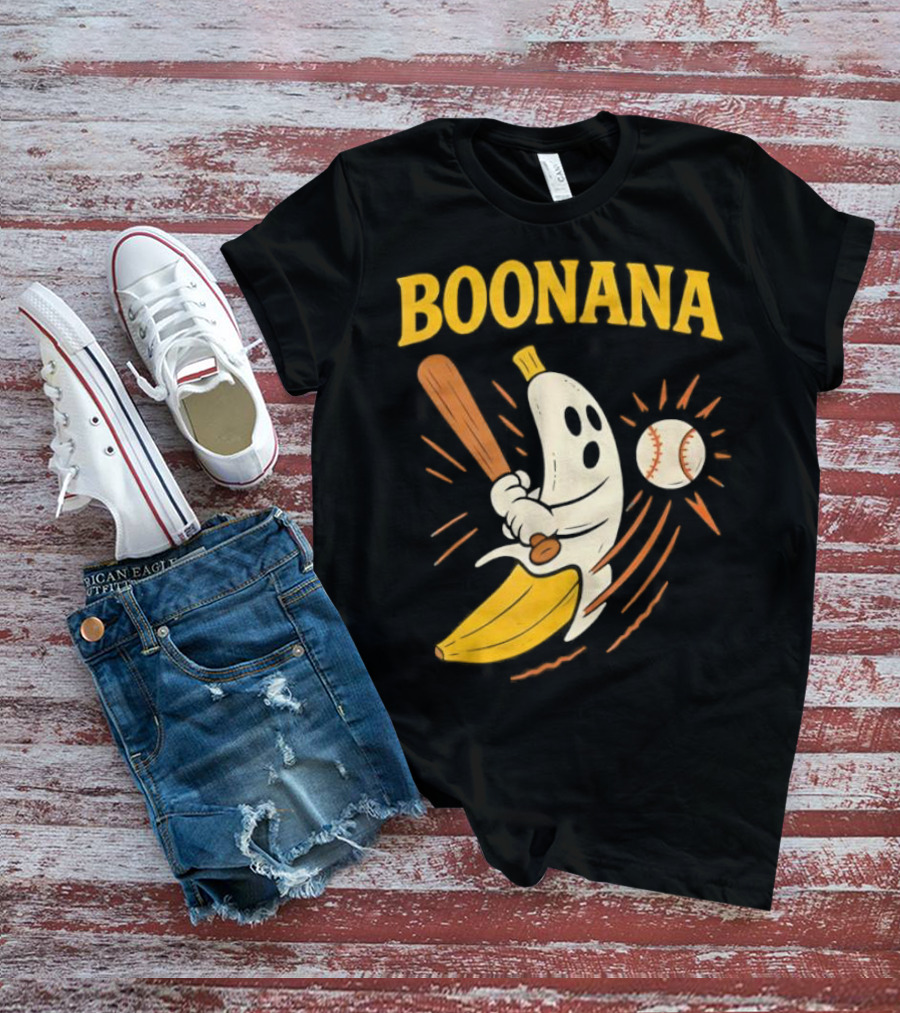 Boonana Baseball Funny Halloween Ghost Banana Costume T-Shirt