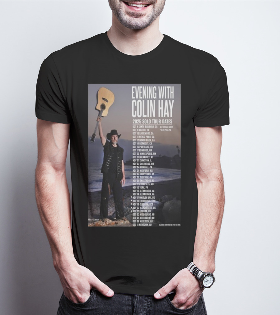 Evening With Colin Hay 2025 Solo Tour Dates Guitar Event Featuring Glen Phillips T-Shirt
