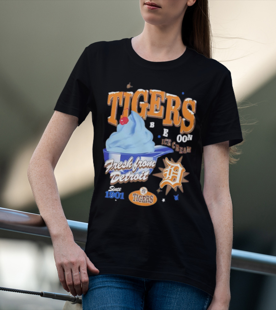 Tigers Blue Moon Ice Cream Fresh From Detroit Since 1901 T-Shirt