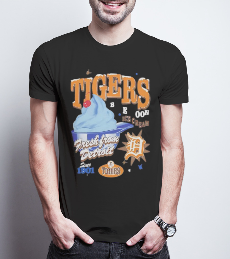 Tigers Blue Moon Ice Cream Fresh From Detroit Since 1901 T-Shirt