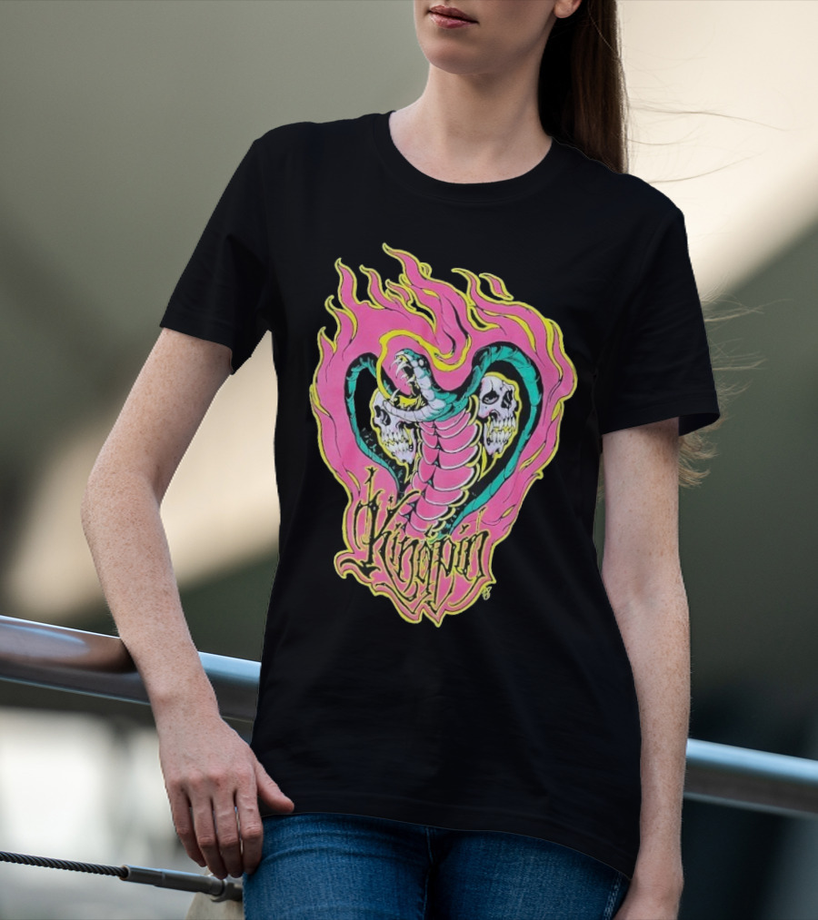 Kingpin Cobra Snake With Skulls And Flames T-Shirt