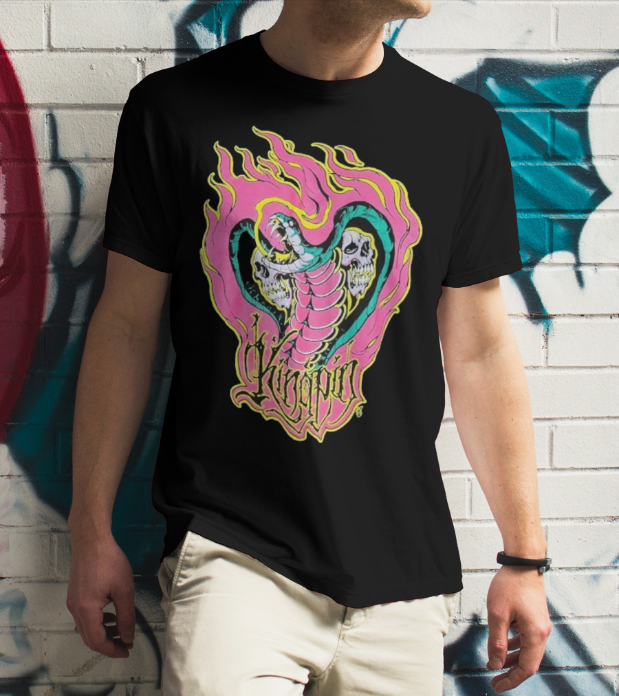 Kingpin Cobra Snake With Skulls And Flames T-Shirt